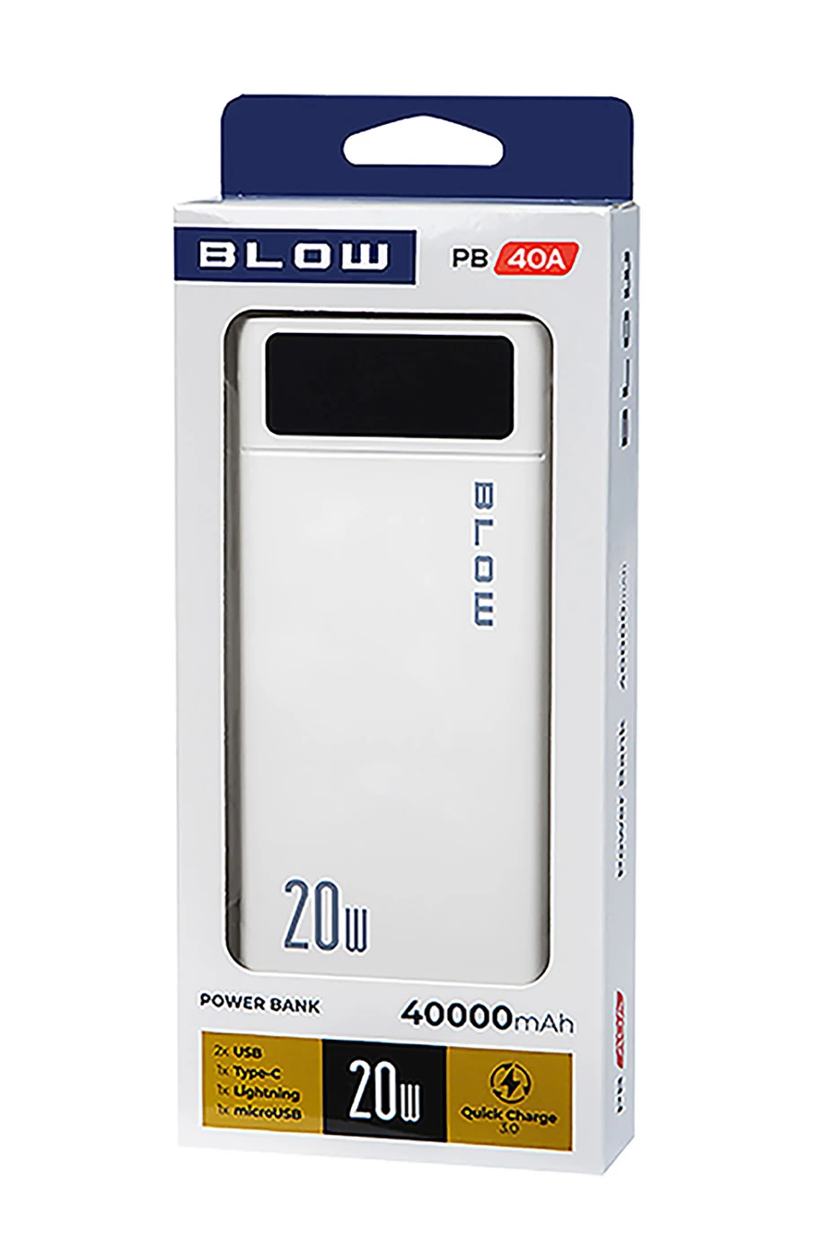 ПАВЕР БАНК (POWER BANK) BLOW 40000MAH 3XUSB БЫСТРАЯ ЗАРЯДКА QC 3.0 PD 20W PB40A