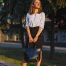 Блузка в мелкий горошек с регулируемым 3/4 рукавом белая Roza