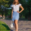 Блузка с коротким двойным рукавом-крыло из супер софта белая Фея