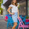 Блузка с коротким двойным рукавом-крыло из супер софта белая Фея