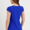 Женская однотонная летняя блузка цвета электрик Roza