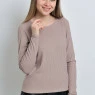 Лонгслив женский в рубчик кофейного цвета
