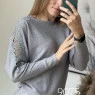 Джемпер с кружевным рукавом регланом однотонный Newstar серый