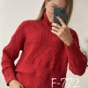 Свитер со стильным узором и отворотной горловиной N.Every Day красный