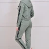 Спортивный костюм с капюшоном с лентами по бокам цвета хаки Kosmo