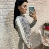 Прогулочный костюм в спортивном стиле с лампасами декорированными лентой с люрексом серый Vincenove