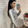 Прогулочный костюм в спортивном стиле с лампасами декорированными лентой с люрексом серый Vincenove
