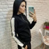 Прогулочный костюм в спортивном стиле с лампасами декорированными лентой с люрексом черный Vincenove