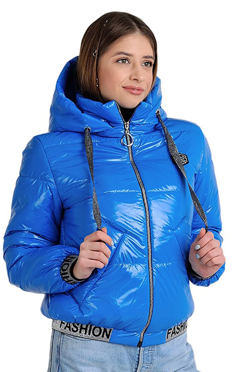 Міні куртка на резинці із Moncler блакитного кольору