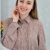 Платье плиссированное под пояс цвета мокко в принт капли Natali