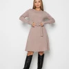 Кофейное трикотажное платье Teona с поясом
